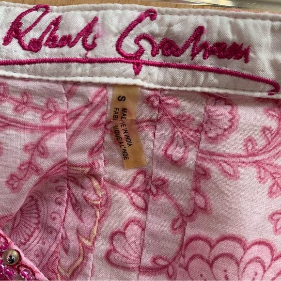 Robert Graham Sonnet Floral Paisley Embellished tunic top pink - Picture 14 of 14